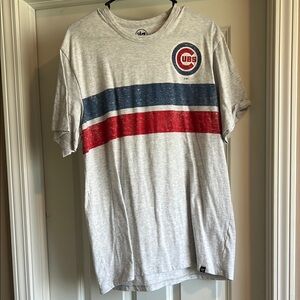 47 Men's Gray T-Shirt with Red and Blue Stripe Cubs Shirt